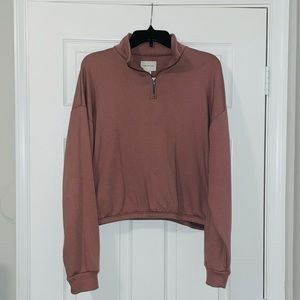 Cropped half zip pullover